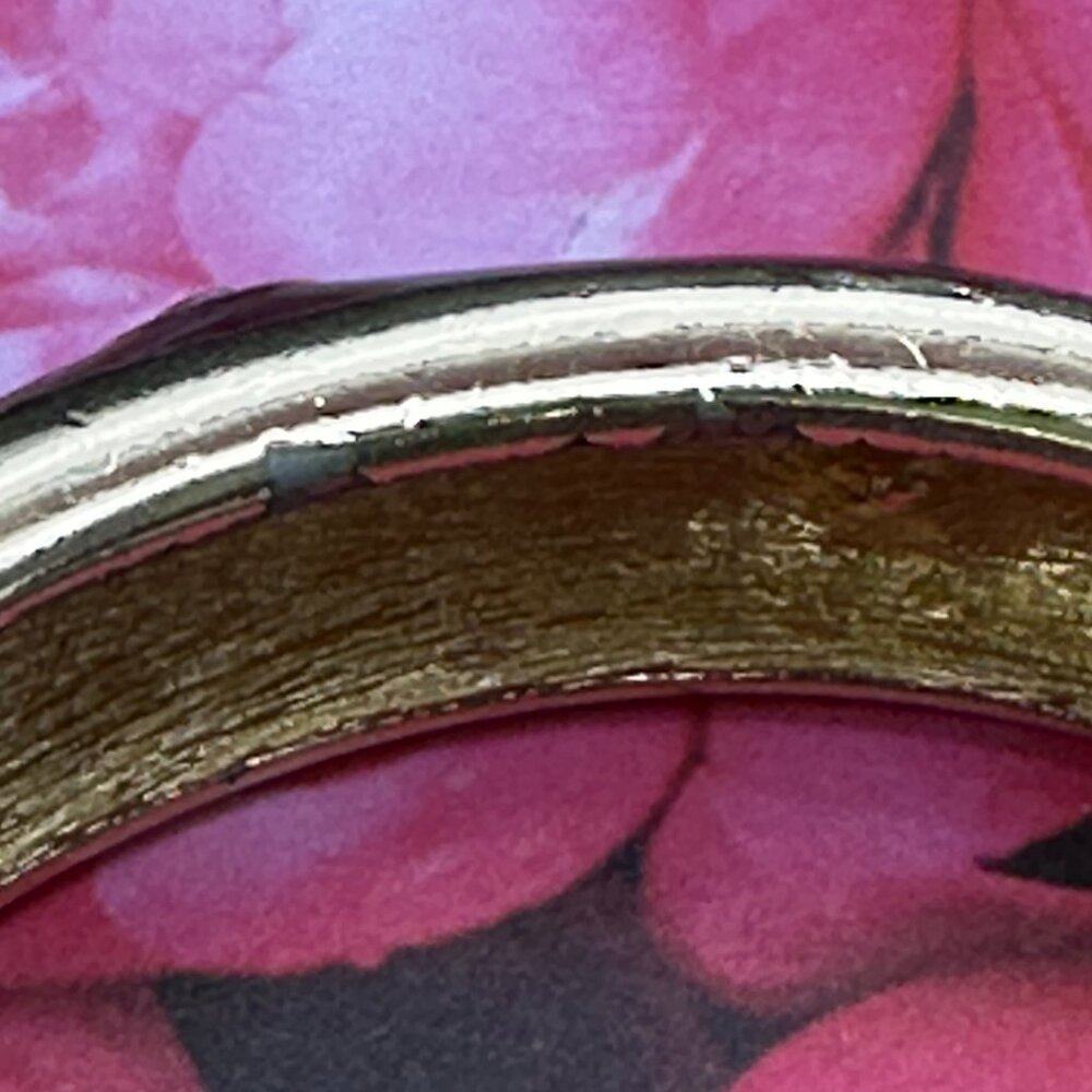 RARE VTG Christian Dior Black Enamel Rhinestone Hinged Bracelet - Picture 8 of 14
